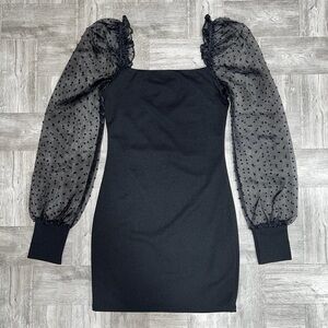 Lucy In The Sky Black Organza Sleeve Dress Size Small